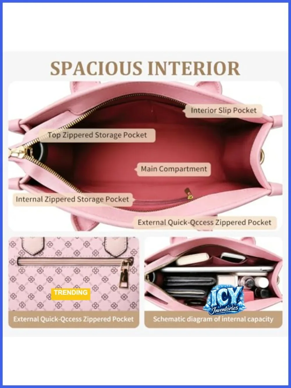 Women's PU Leather Satchel Bag with Bow, 3-Piece Set, Top Handle Shoulder Tote,